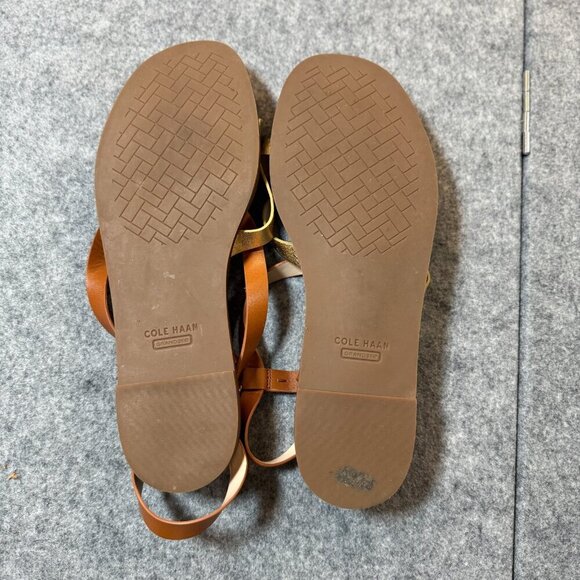Cole Haan Grand Series W22952 Womens US 8.5 B Sandals Brown Leather Strappy - Picture 3 of 5